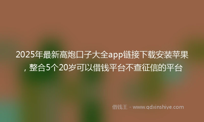 2025年最新高炮口子大全app链接下载安装苹果，整合5个20岁可以借钱平台不查征信的平台