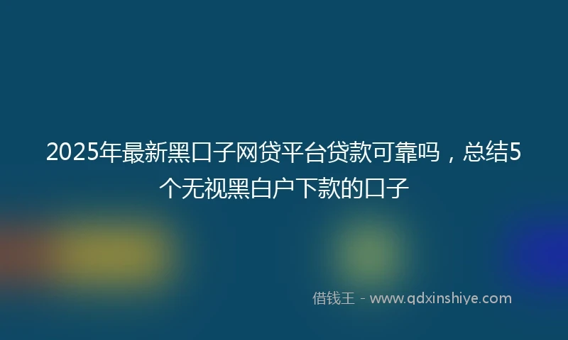 2025年最新黑口子网贷平台贷款可靠吗，总结5个无视黑白户下款的口子