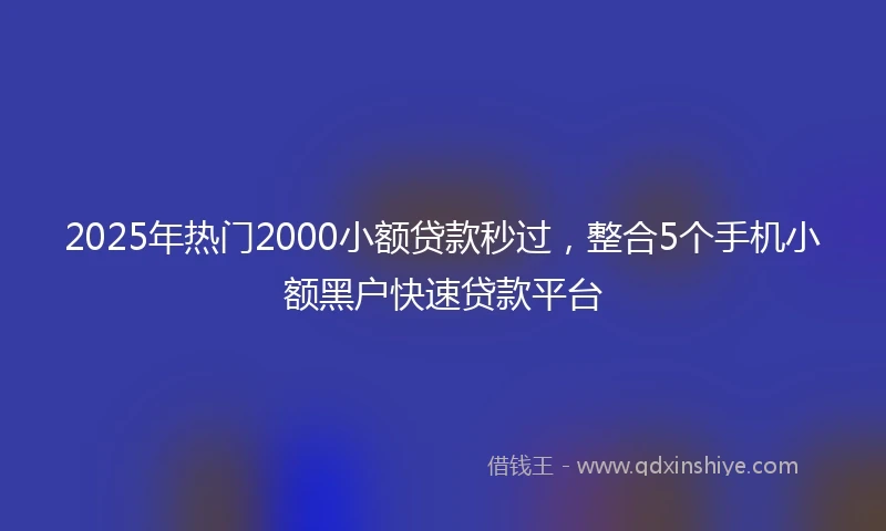 2025年热门2000小额贷款秒过，整合5个手机小额黑户快速贷款平台