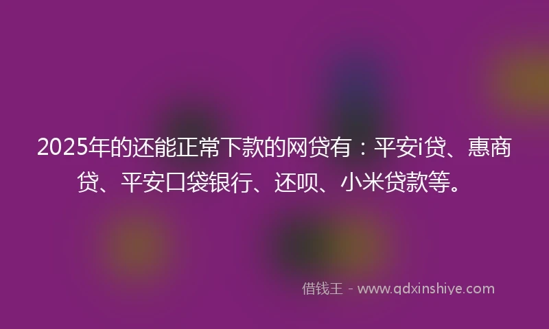 2025年的还能正常下款的网贷有：平安i贷、惠商贷、平安口袋银行、还呗、小米贷款等。