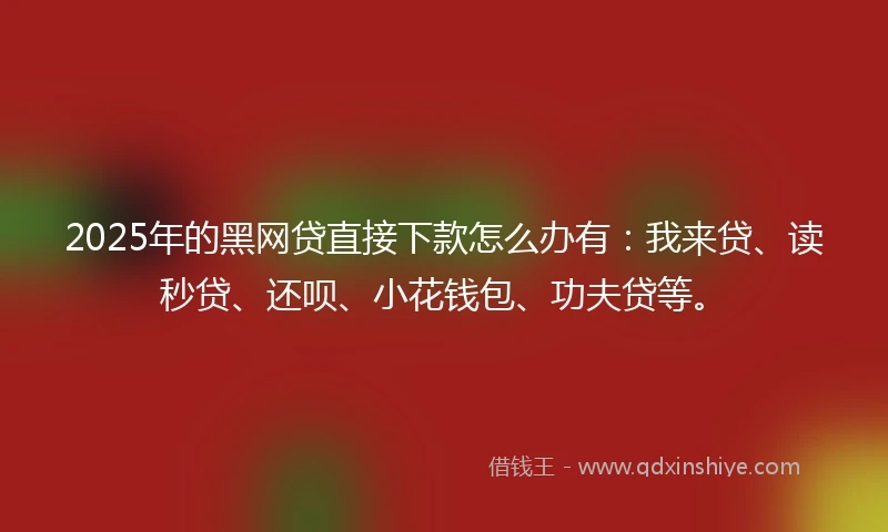 2025年的黑网贷直接下款怎么办有：我来贷、读秒贷、还呗、小花钱包、功夫贷等。
