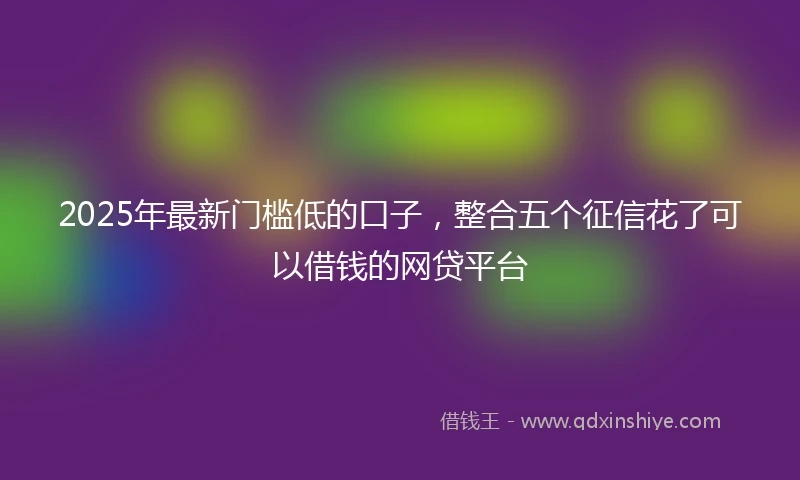 2025年最新门槛低的口子，整合五个征信花了可以借钱的网贷平台