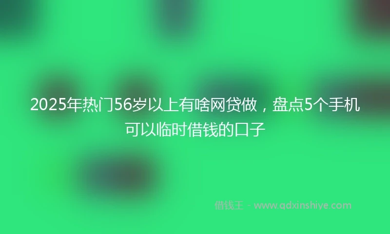 2025年热门56岁以上有啥网贷做，盘点5个手机可以临时借钱的口子
