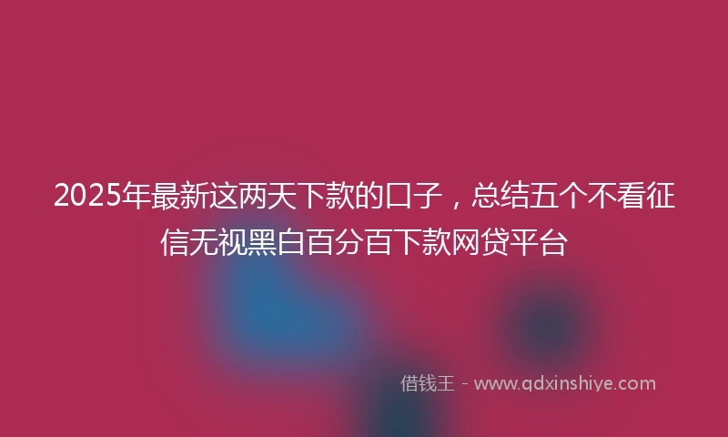 2025年最新这两天下款的口子,总结五个不看征信无视黑白百分百下款网贷平台