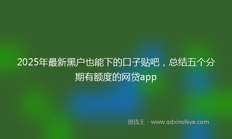 2025年最新黑户也能下的口子贴吧，总结五个分期有额度的网贷app