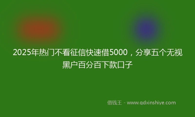 2025年热门不看征信快速借5000,分享五个无视黑户百分百下款口子