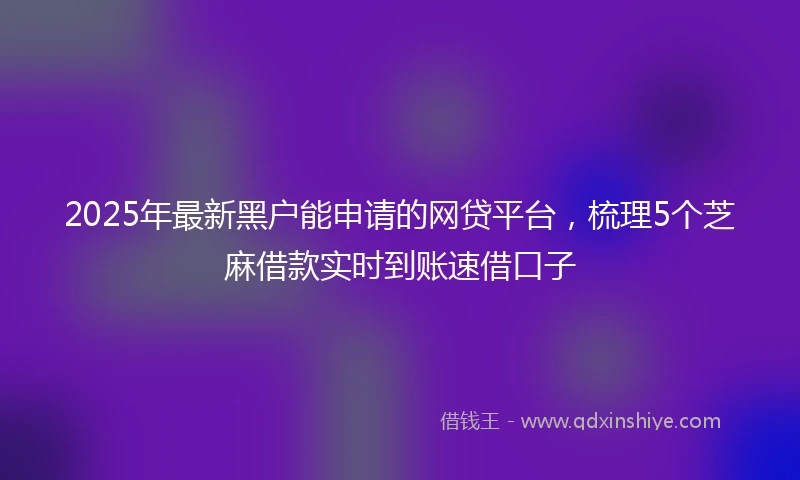 2025年最新黑户能申请的网贷平台，梳理5个芝麻借款实时到账速借口子