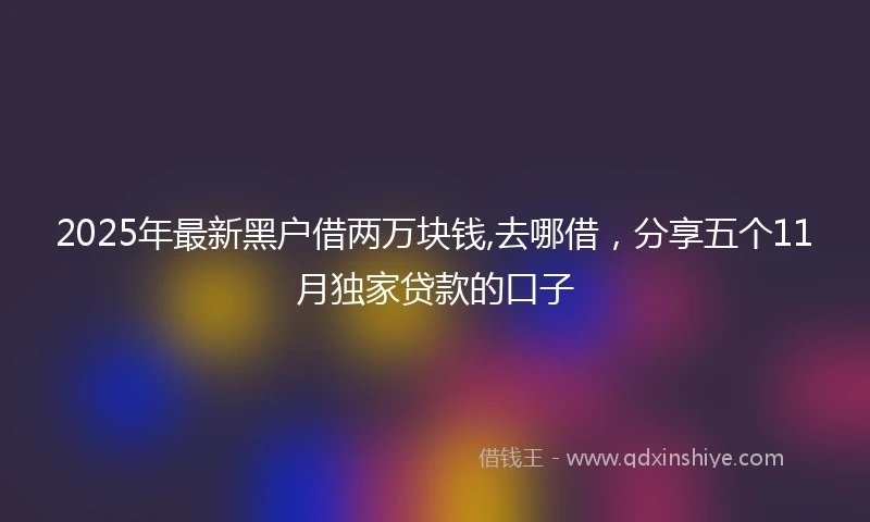 2025年最新黑户借两万块钱,去哪借，分享五个11月独家贷款的口子