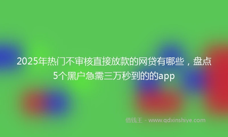 2025年热门不审核直接放款的网贷有哪些,盘点5个黑户急需三万秒到的的app