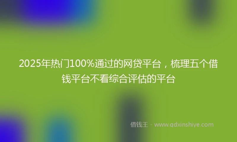 2025年热门100%通过的网贷平台，梳理五个借钱平台不看综合评估的平台