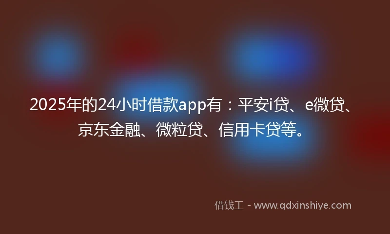 2025年的24小时借款app有：平安i贷、e微贷、京东金融、微粒贷、信用卡贷等。