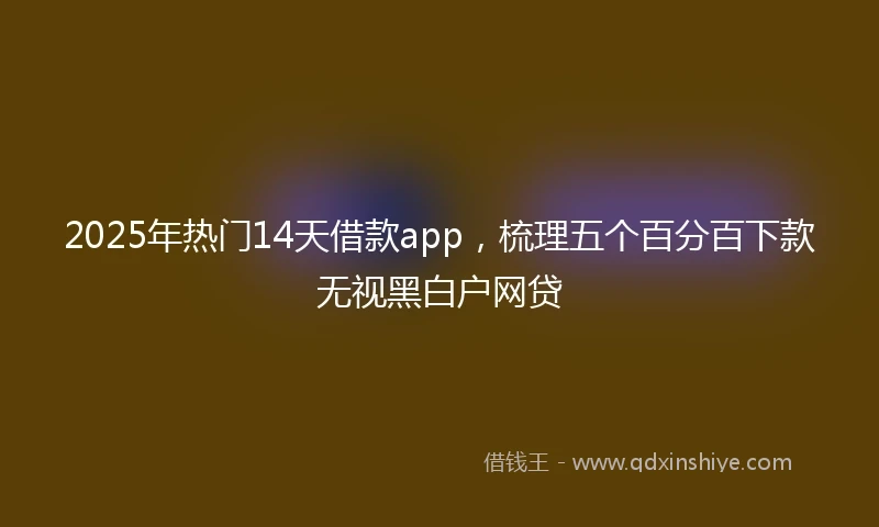 2025年热门14天借款app，梳理五个百分百下款无视黑白户网贷