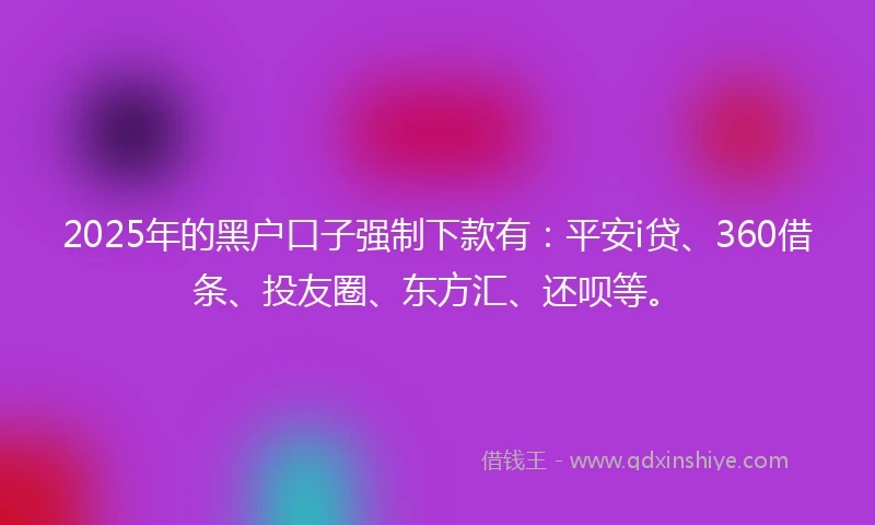 2025年的黑户口子强制下款有:平安i贷、360借条、投友圈、东方汇、还呗等。