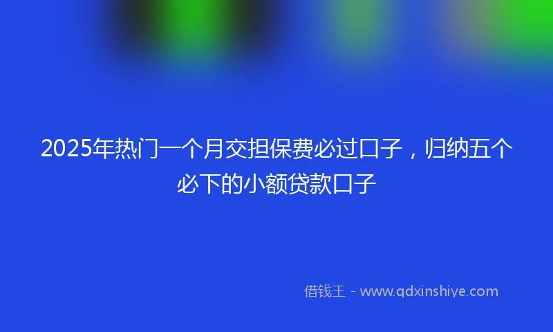 2025年热门一个月交担保费必过口子，归纳五个必下的小额贷款口子