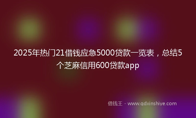 2025年热门21借钱应急5000贷款一览表，总结5个芝麻信用600贷款app