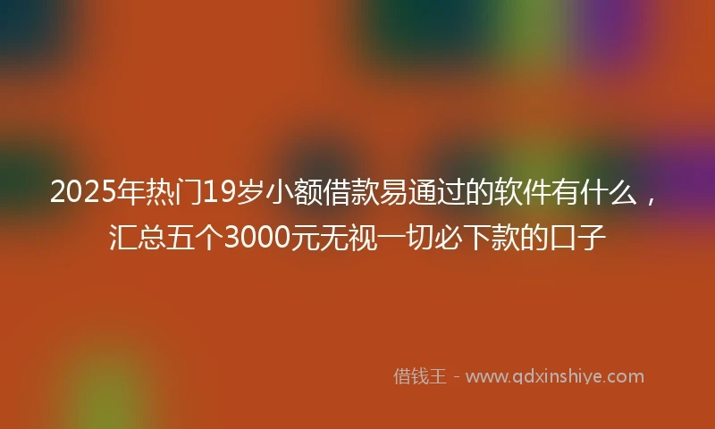 2025年热门19岁小额借款易通过的软件有什么，汇总五个3000元无视一切必下款的口子