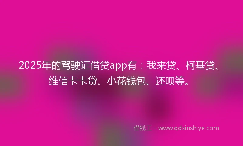 2025年的驾驶证借贷app有：我来贷、柯基贷、维信卡卡贷、小花钱包、还呗等。