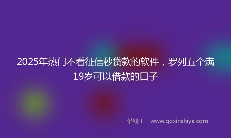 2025年热门不看征信秒贷款的软件，罗列五个满19岁可以借款的口子