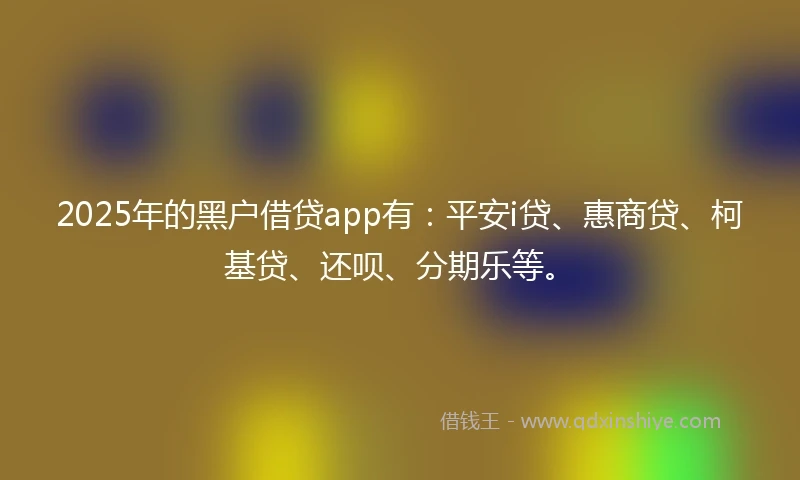 2025年的黑户借贷app有：平安i贷、惠商贷、柯基贷、还呗、分期乐等。