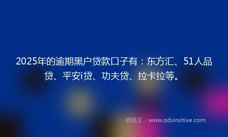2025年的逾期黑户贷款口子有：东方汇、51人品贷、平安i贷、功夫贷、拉卡拉等。