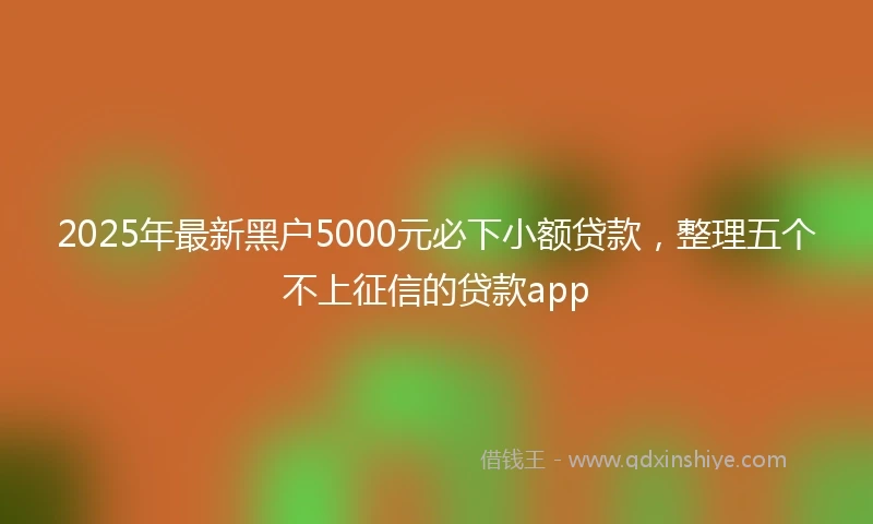 2025年最新黑户5000元必下小额贷款，整理五个不上征信的贷款app