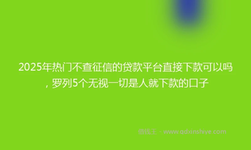 2025年热门不查征信的贷款平台直接下款可以吗，罗列5个无视一切是人就下款的口子