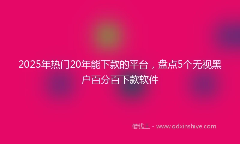 2025年热门20年能下款的平台,盘点5个无视黑户百分百下款软件
