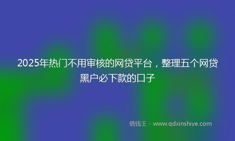 2025年热门不用审核的网贷平台，整理五个网贷黑户必下款的口子