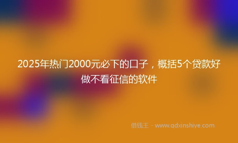 2025年热门2000元必下的口子，概括5个贷款好做不看征信的软件