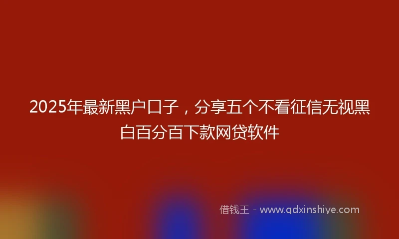 2025年最新黑户口子，分享五个不看征信无视黑白百分百下款网贷软件