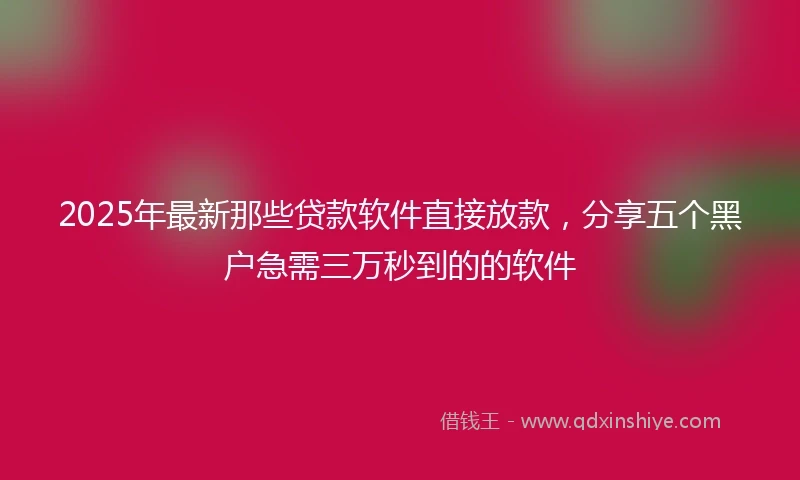 2025年最新那些贷款软件直接放款，分享五个黑户急需三万秒到的的软件