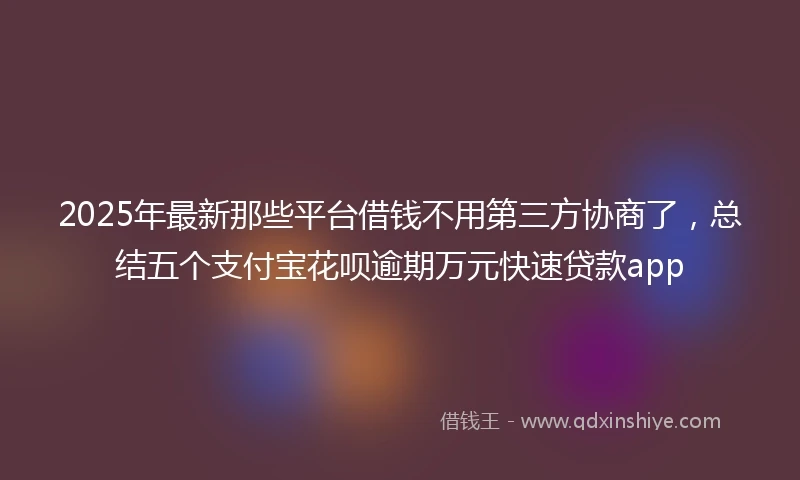 2025年最新那些平台借钱不用第三方协商了，总结五个支付宝花呗逾期万元快速贷款app