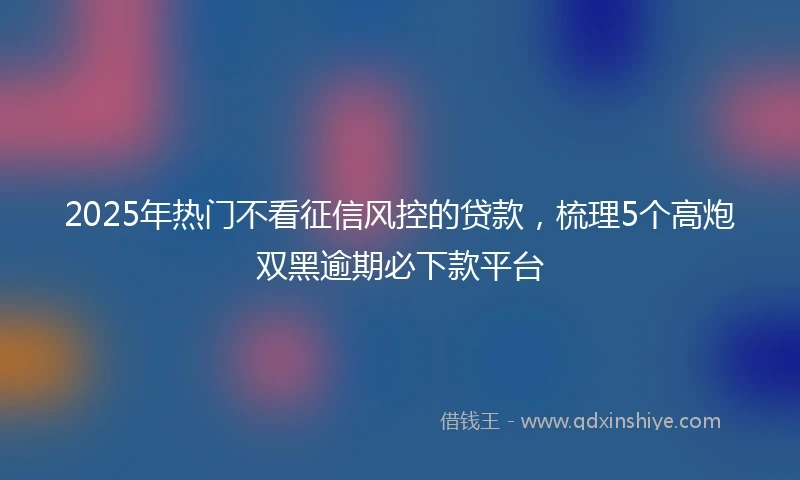 2025年热门不看征信风控的贷款,梳理5个高炮双黑逾期必下款平台