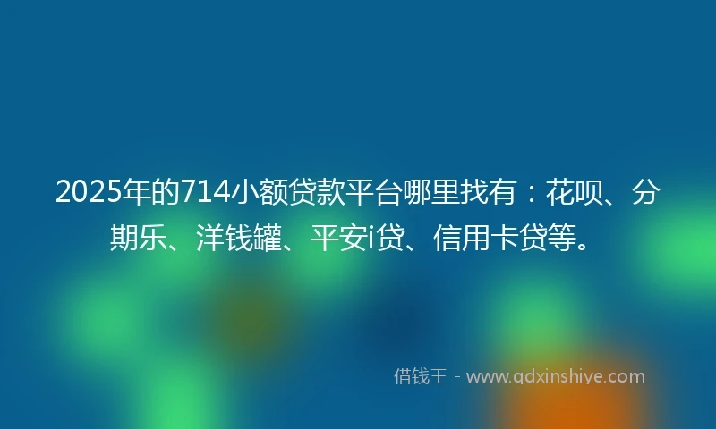 2025年的714小额贷款平台哪里找有：花呗、分期乐、洋钱罐、平安i贷、信用卡贷等。