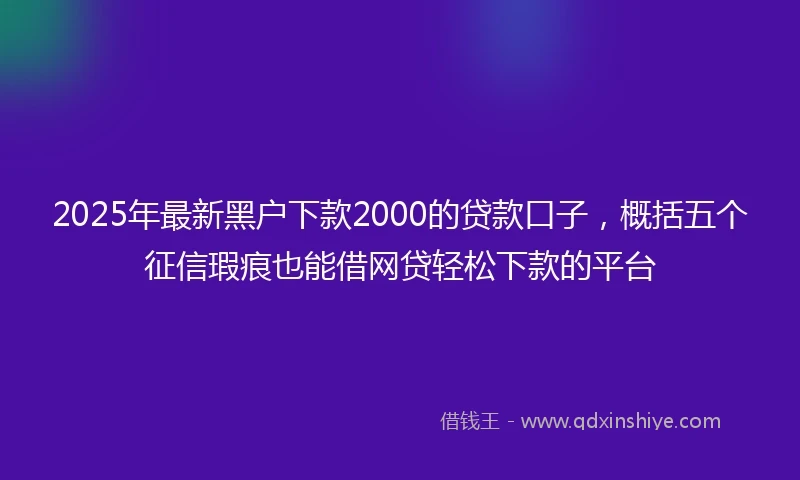 2025年最新黑户下款2000的贷款口子,概括五个征信瑕疵也能借网贷轻松下款的平台