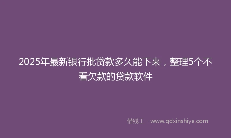 2025年最新银行批贷款多久能下来，整理5个不看欠款的贷款软件