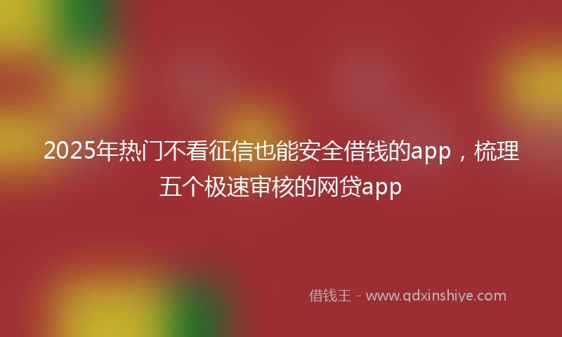 2025年热门不看征信也能安全借钱的app，梳理五个极速审核的网贷app
