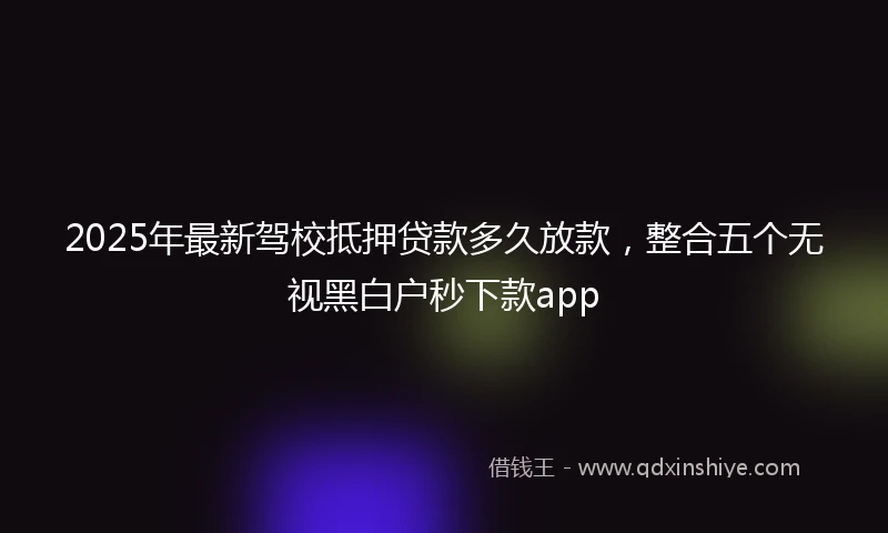 2025年最新驾校抵押贷款多久放款，整合五个无视黑白户秒下款app