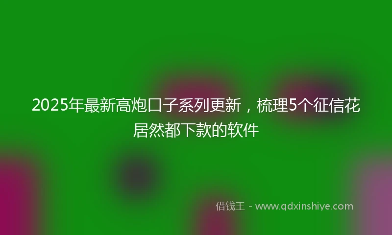 2025年最新高炮口子系列更新,梳理5个征信花居然都下款的软件