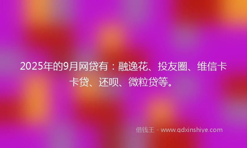 2025年的9月网贷有:融逸花、投友圈、维信卡卡贷、还呗、微粒贷等。