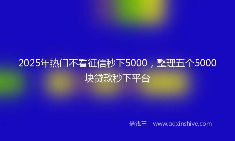 2025年热门不看征信秒下5000,整理五个5000块贷款秒下平台
