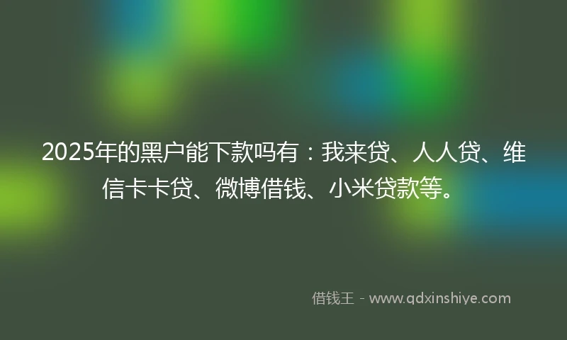 2025年的黑户能下款吗有：我来贷、人人贷、维信卡卡贷、微博借钱、小米贷款等。