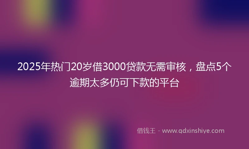 2025年热门20岁借3000贷款无需审核,盘点5个逾期太多仍可下款的平台