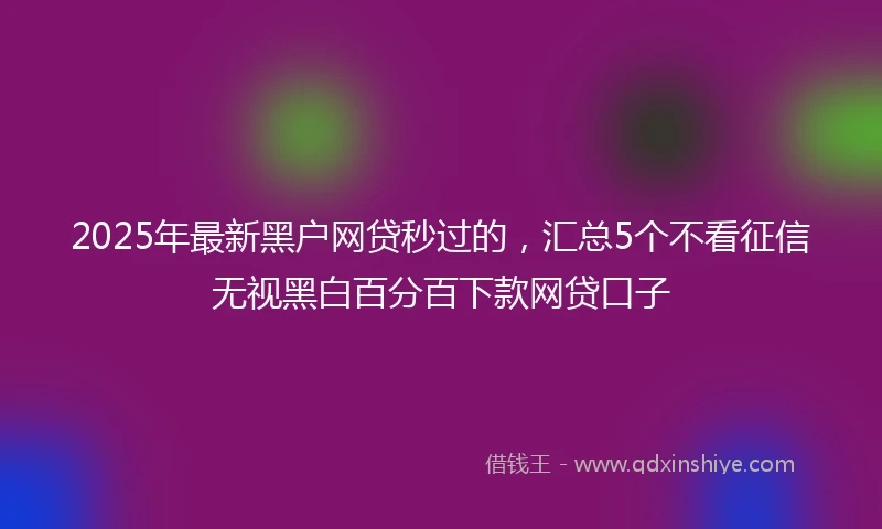 2025年最新黑户网贷秒过的，汇总5个不看征信无视黑白百分百下款网贷口子