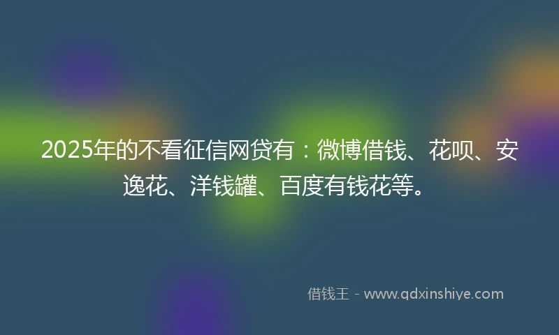 2025年的不看征信网贷有：微博借钱、花呗、安逸花、洋钱罐、百度有钱花等。