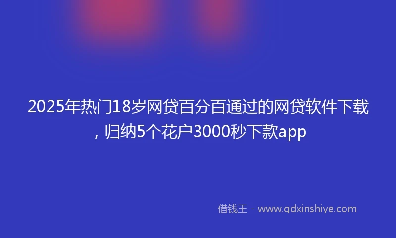 2025年热门18岁网贷百分百通过的网贷软件下载,归纳5个花户3000秒下款app