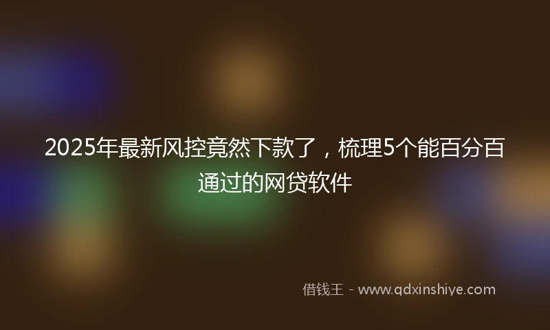 2025年最新风控竟然下款了，梳理5个能百分百通过的网贷软件