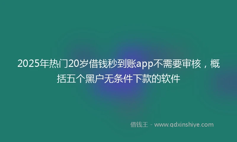 2025年热门20岁借钱秒到账app不需要审核，概括五个黑户无条件下款的软件
