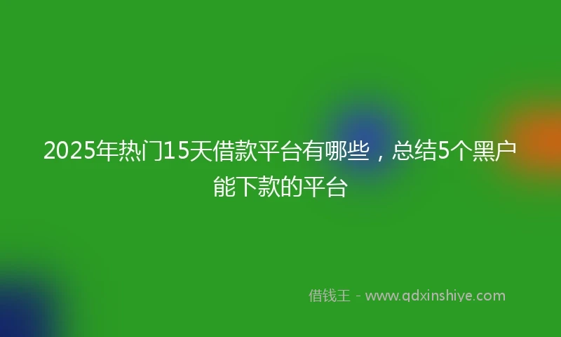 2025年热门15天借款平台有哪些，总结5个黑户能下款的平台