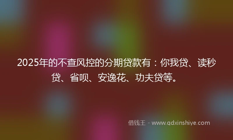 2025年的不查风控的分期贷款有：你我贷、读秒贷、省呗、安逸花、功夫贷等。